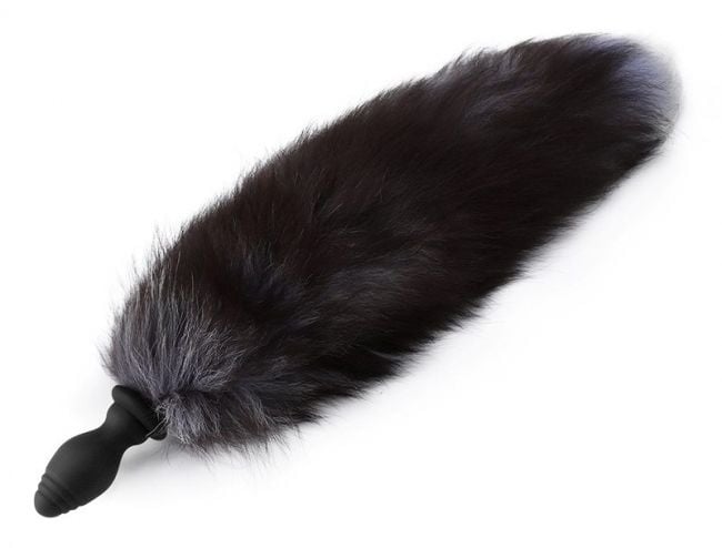 Dop Anal cu coada Fox Tail, 10 Moduri Vibratii, Maro, Silicon, USB