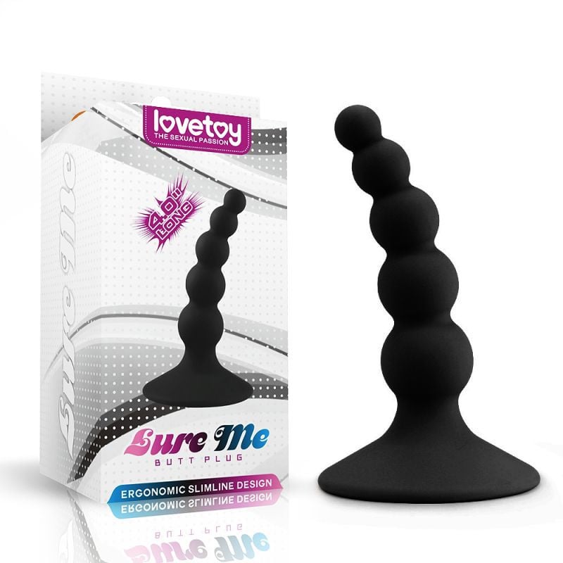 Dop anal cu margele Lure Me Beaded Anal Plug Black 10cm