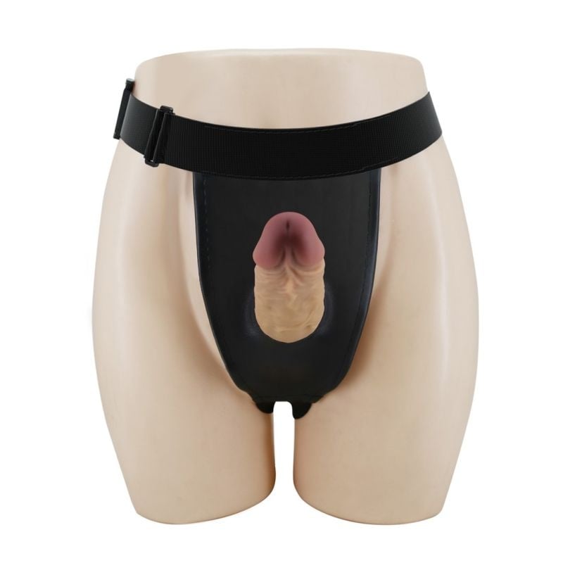 Ham cu curele si reglabile si dildo cu gaura interioara PRETTY LOVE HARNESS BRIEFS - 1 | YEO