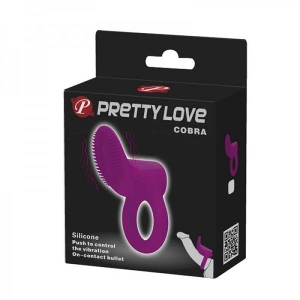 Inel vibrator din silicon cu stimulator clitoridian Love Cobra Purple - 2 | YEO