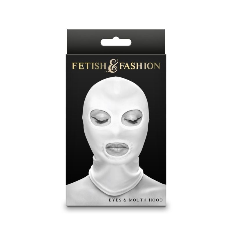 Masca cagula Fetish & Fashion - Eyes & Mouth Hood - White