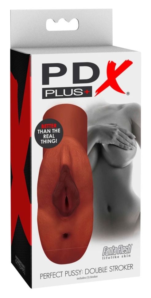 Masturabator dublu sub forma de vagin si de anus Perfect Pussy Double Stroker, brown