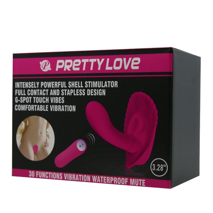 Mini stimulator din silicon cu 30 functii de vibratii Pretty Love Shell stimulator wireless