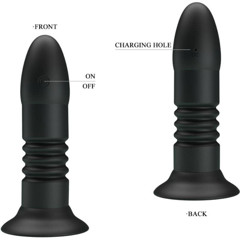 Plug anal din silicon cu 4 functii de vibratie si 4 functii de miscari sus si jos Vibrator Anal Pretty Love Magic Jingers (13.8cm)