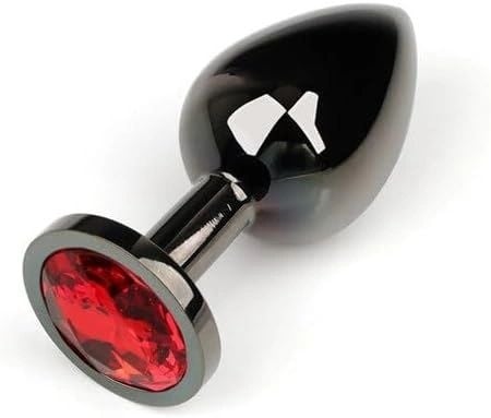 Plug anal metalic cu o bijuterie stralucitoare Butt Plug Dark Anal Plug Large, Metal, Red