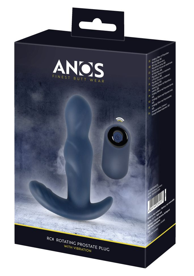 Plug anal vibrant cu varf rotativ P-spot Anos RC Rotating Prostate Plug with Vibration (13,3 cm)