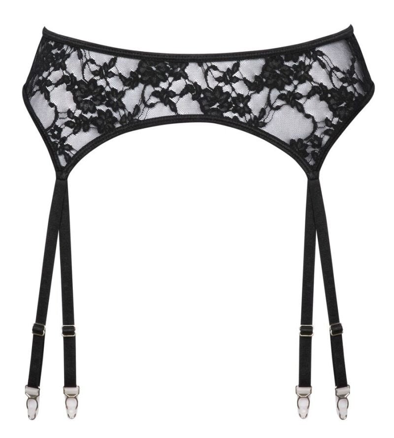 Portjartiera din dantela florala neagra Suspender Belt L/XL - 1 | YEO