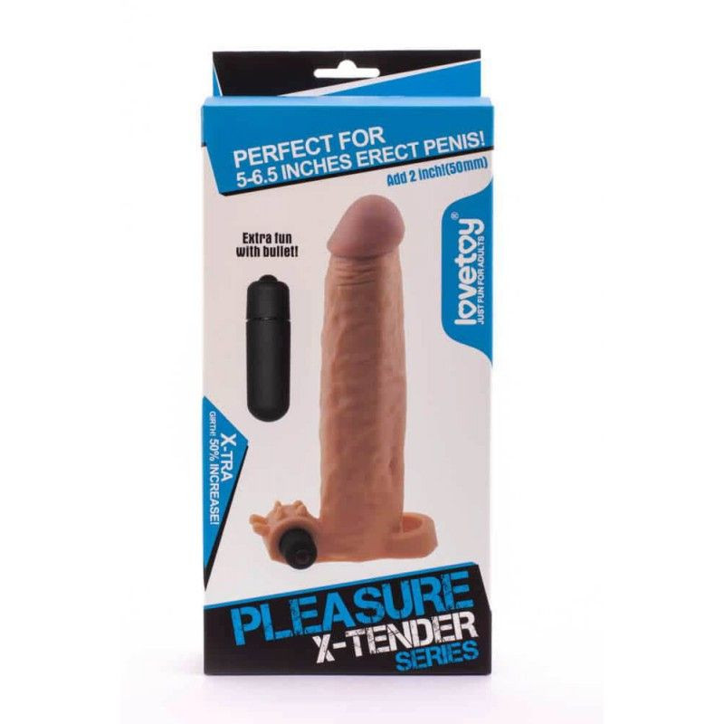 Prelungitor penis cu vibratii Pleasure X-Tender Vibrating Penis Sleeve 18.5cm