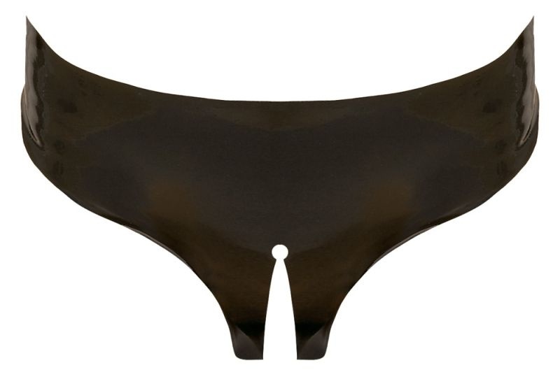 Slipi negri din latex, stransi pe piele, cu decupaj in zona intima , S/L - 1 | YEO