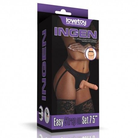 Strap-on cu ham si curea reglabile, prevazut cu dildo cu testicul 20cm - 2 | YEO