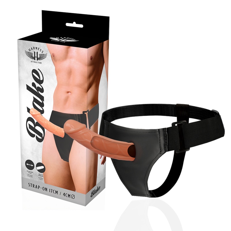 Strap-on cu prelungitor penis HARNESS ATTRACTION - Ham Hueco Blake 15.5 cm x 4 cm