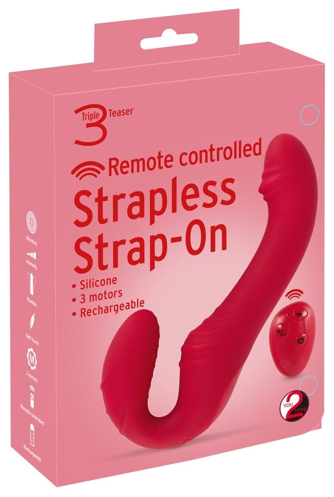 Strap-on dublu vibrator cu 3 motoare, 9 moduri de vibratie cu telecomanda