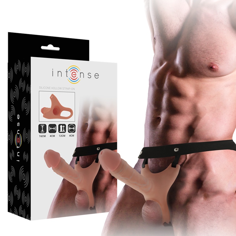 Strap-on INTENSE - Ham prelungitor penis gol cu dildo din silicon 16 x 3,5 cm