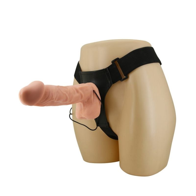 Strap-on reglabil pentru femei cu vibrator 26cm