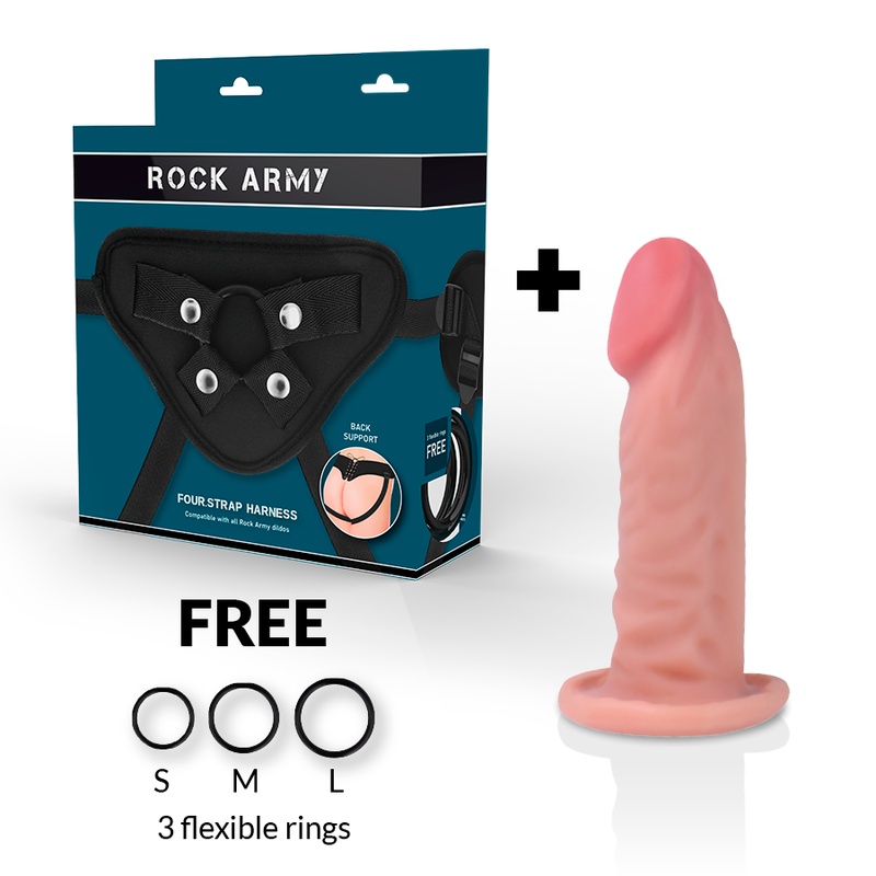 Strapon cu Dildo realistic The Dual Density Tiger 14 cm x 4.46cm