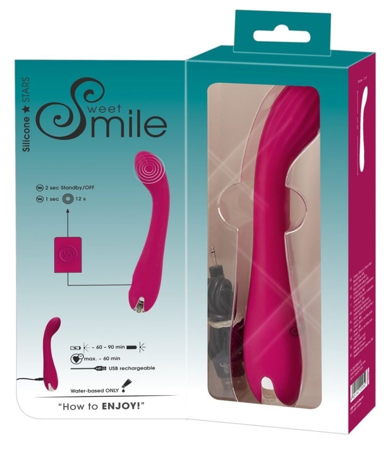 Vibrator curbat cu cap flexibil G-Spot Vibrator Sweet Smile (20 cm) - 2 | YEO