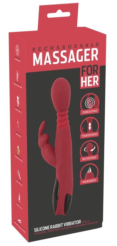 Vibrator iepure din silicon Silicone Rabbit Vibrator - Incalzire, Rotatie si Miscare sus/jos