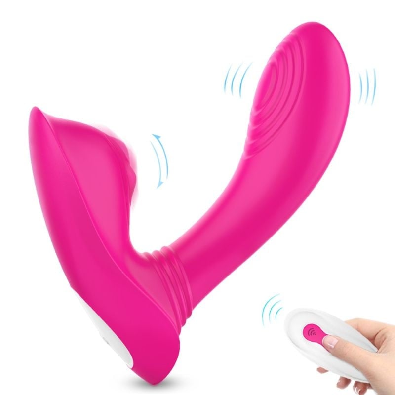 Vibrator pentru dubla stimulare clitoridiana si punct G Dublu Sweety, Roz (12.3cm)