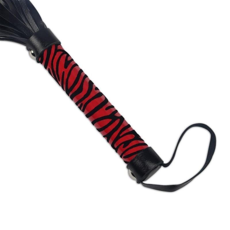 Whip Me Baby Leather Whip, Black/Red - 1 | YEO