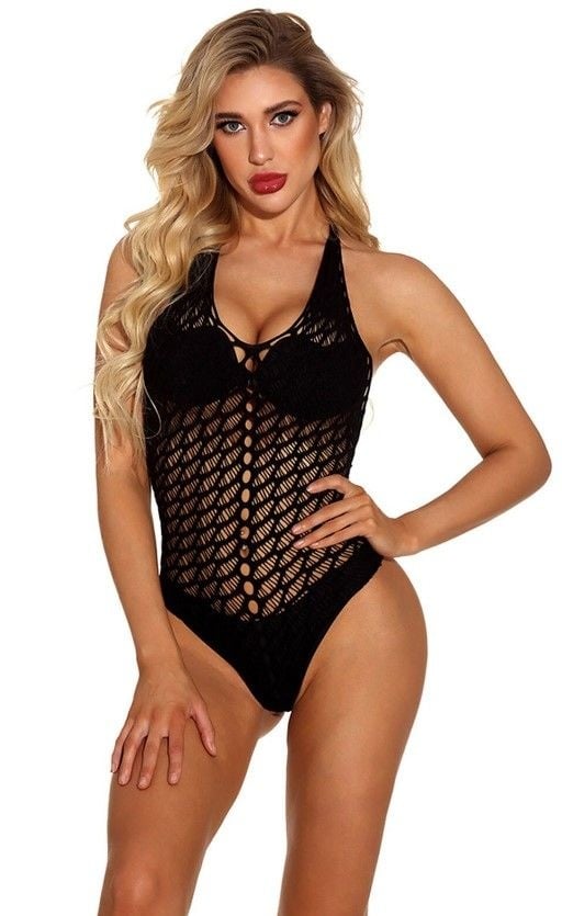 Body din plasa fina si moale Sexy Lindsey, Negru, S/L