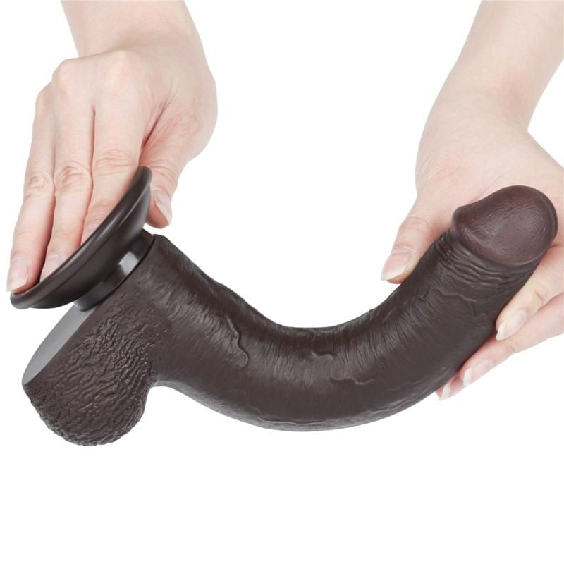 Dildo din material TPE super realist cu două straturi 9\'\' Sliding Skin Dual Layer Dong Black (22cm) - 2 | YEO