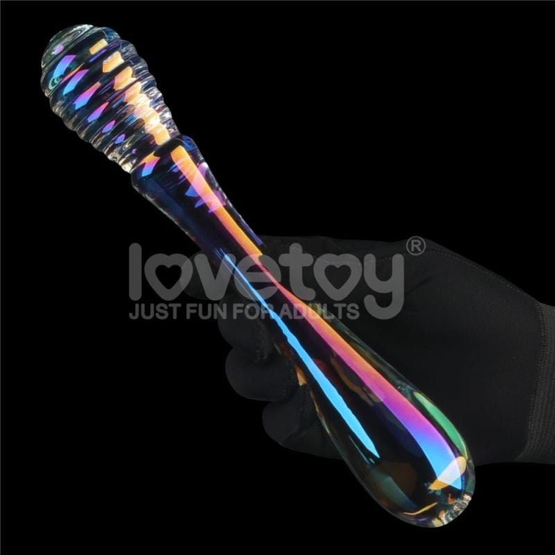 Dildo dublu din sticla borosilicată Twilight Gleam Glass Dildo- Twin Pleasures (20.5cm)