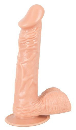 Dildo flexibil cu cap pronuntat Medium Dildo with Testicles and Suction Cup (20 cm)