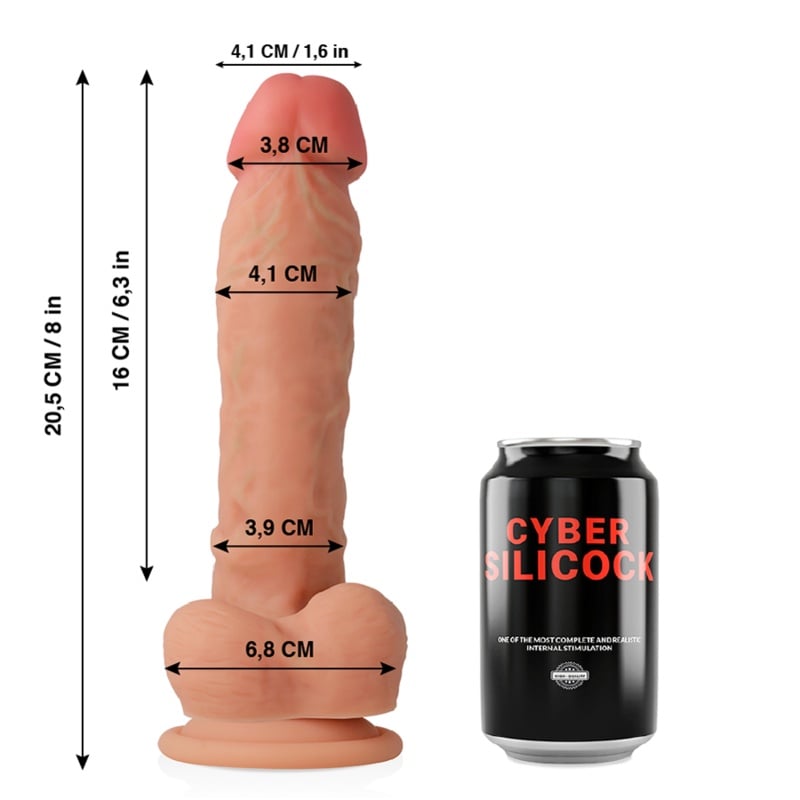 Dildo in forma de penis realist din silicon lichid CYBERSILICOCK Magnus 20 cm diametru 4.1 cm