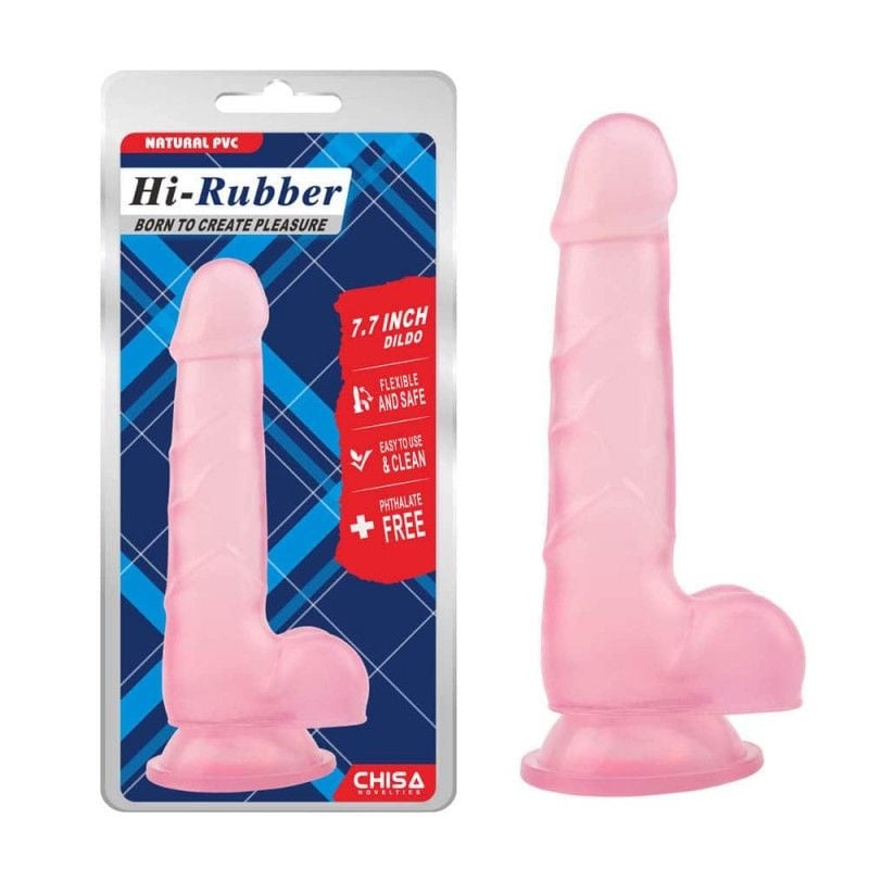 Dildo roz transparent din material moale si flexibil 7.7 Inch Dildo Jelly-Pink (17cm)