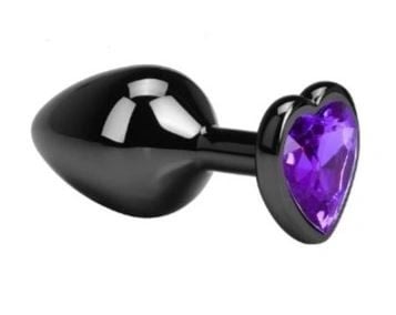 Dop anal metalic Anal Plug Dark Anal Plug Medium, Heart Shape, Purple