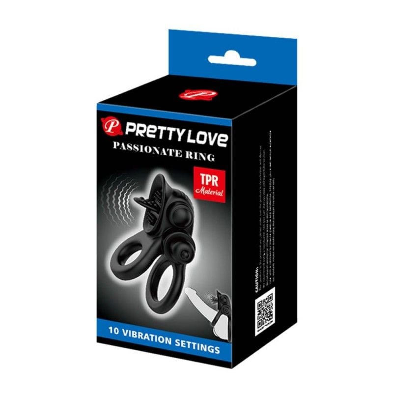 Inel cu vibratii cu stimulator de clitoris Pretty Love Passionate Ring (8.8cm)