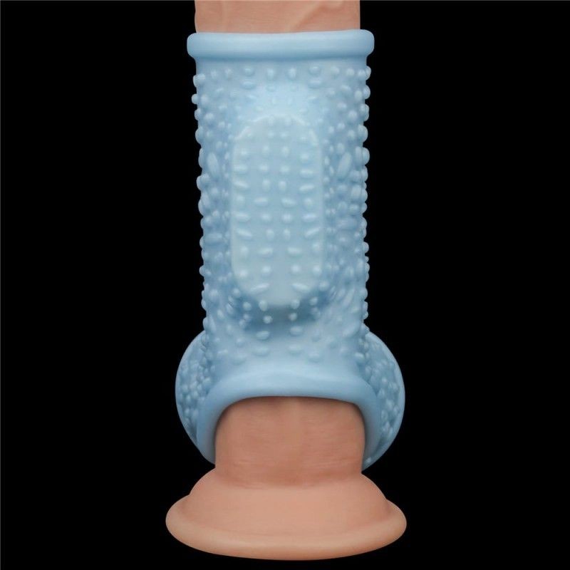 Inel erectie cu vibratii Vibrating Drip Knights Ring with Scrotum Sleeve Blue - 3 | YEO