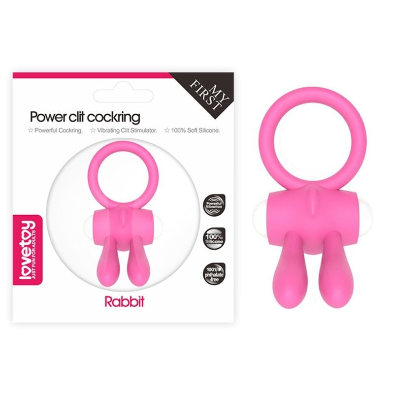 Inel vibrator puternic cu stimulator clitoridian POWER CLIT COCKRING PINK