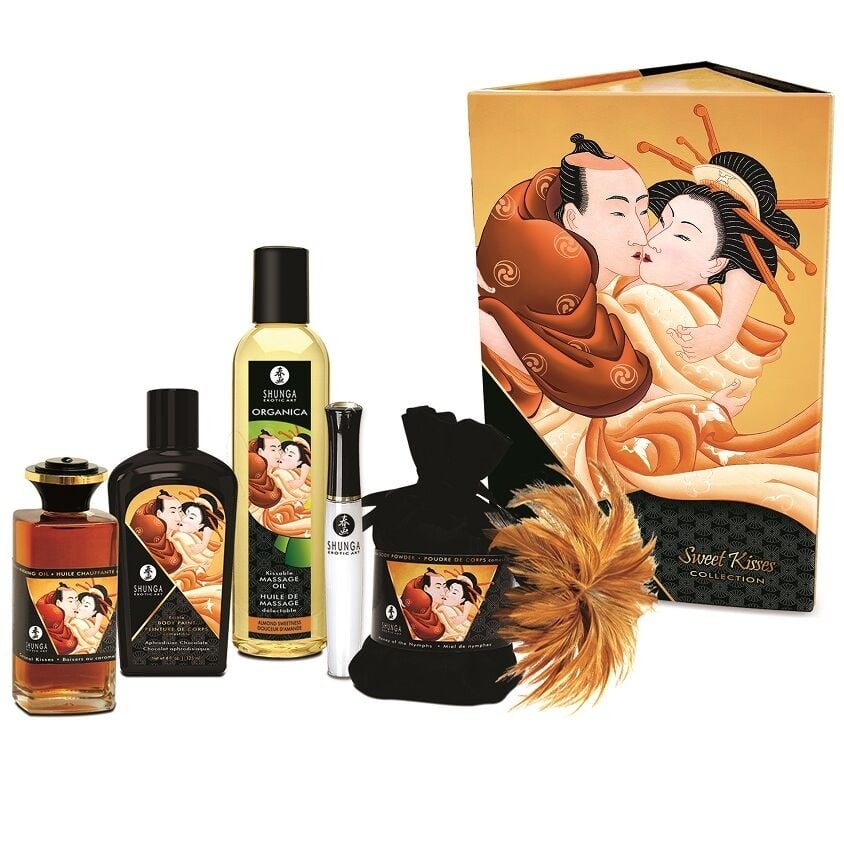 Kit masaj erotic pentru cupluri Shunga - Sweet Kisses Collection Kit