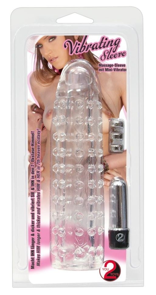 Manson transparent cu vibratii Vibro Penis Sleeve (17 cm)