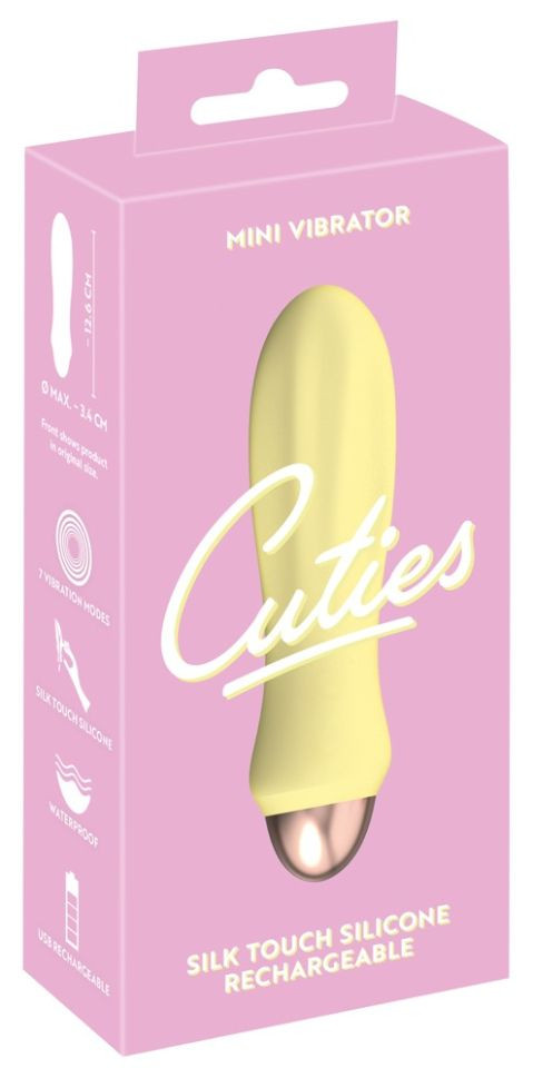 Mini vibrator stimulator si 7 moduri de vibratie Cuties 2.0 Yellow (12,6 cm) - reincarcabil