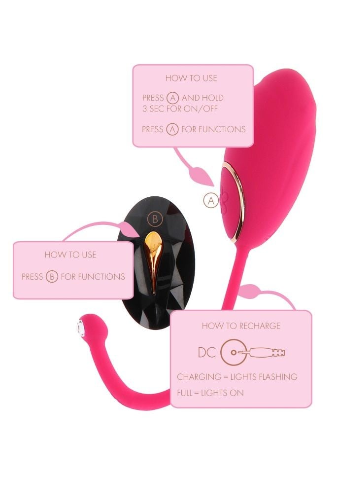 Ou vibrator cu telecomanda wireless Lily Remote Egg, pink (19.3cm)