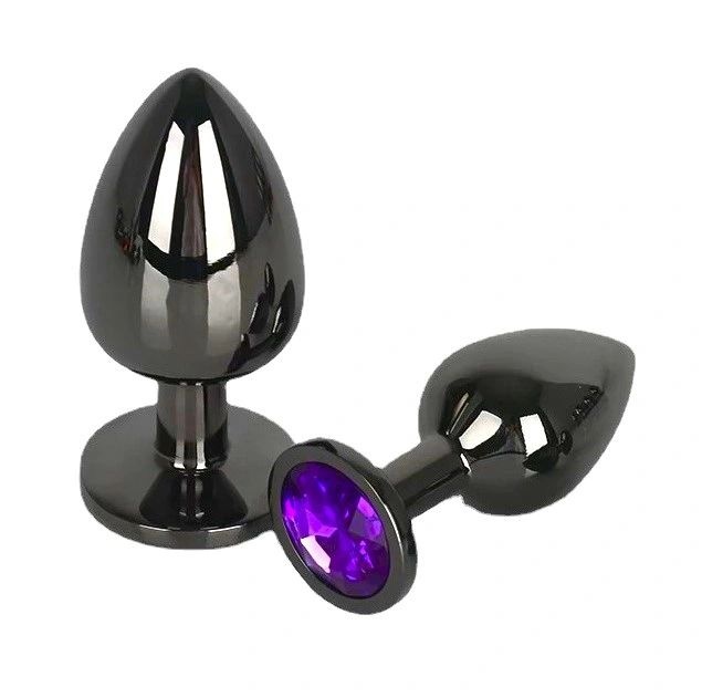 Plug anal metalic cu o bijuterie stralucitoare Butt Plug Dark Anal Plug Large, Metal, Purple