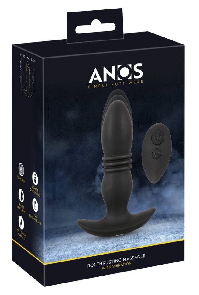 Plug anal vibrator din silicon cu funcție de împingere RC Thrusting Massager (14,4 cm – 15,9 cm)