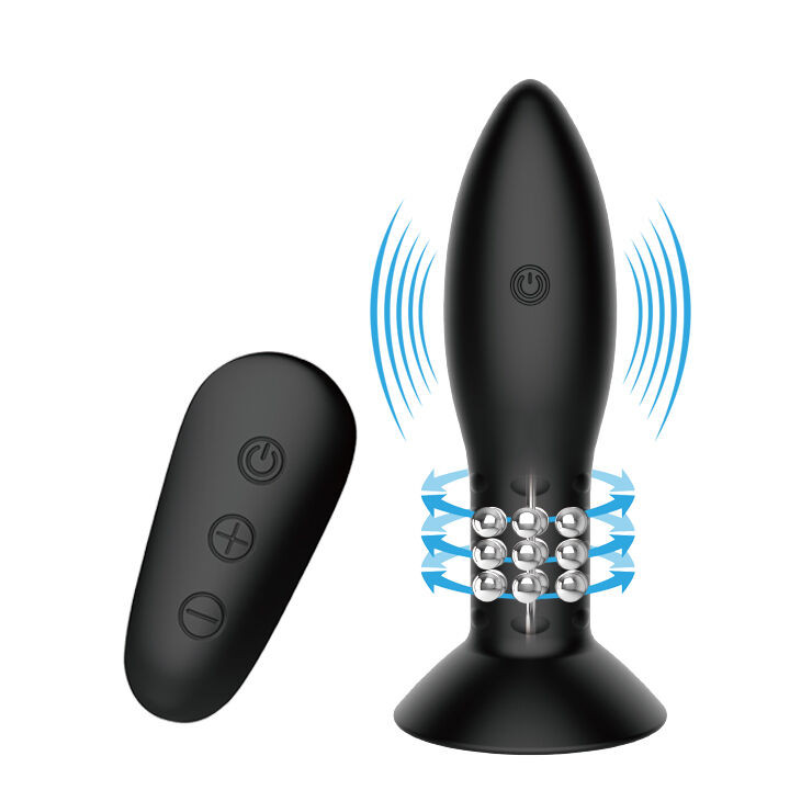 Plugul anal din silicon cu varf cu de vibrare incorporat (12 functii) Mr Play Rotation Beads Anal Plug (13cm)