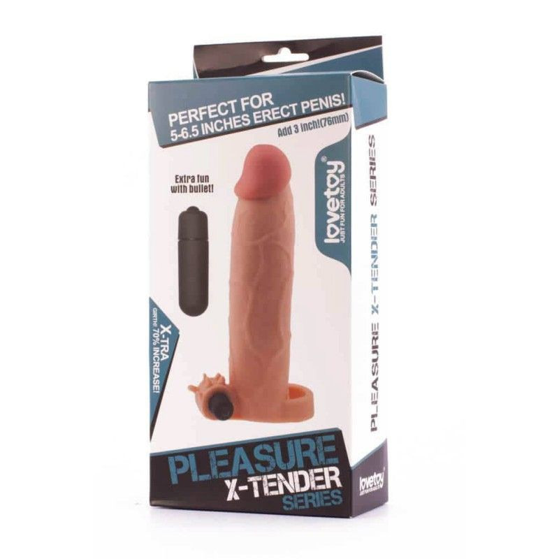 Prelungitor penis cu vibratii Pleasure X-Tender Vibrating Penis Sleeve 21cm