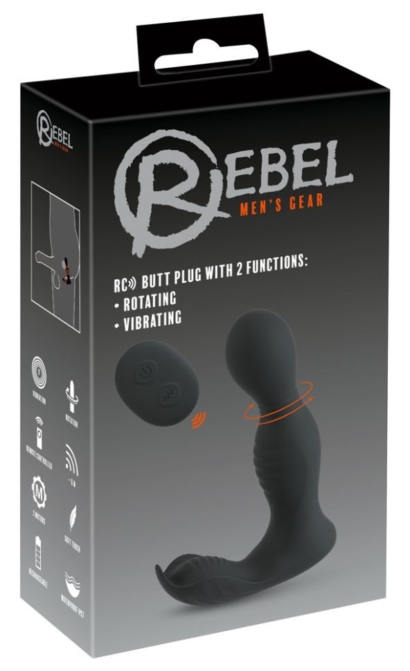 Vibrator anal rotativ cu telecomanda RC Butt Plug with 2 Functions (13,7 cm)