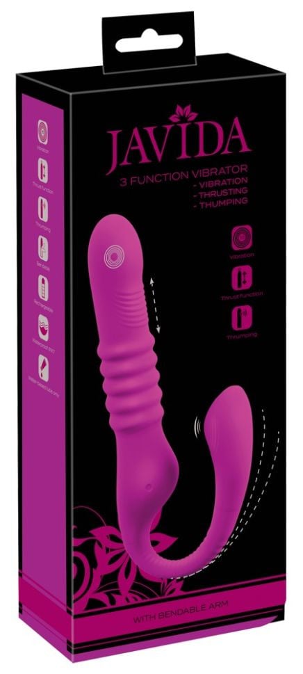 Vibrator cu Funcție de împingere în 3 viteze Function Vibrator cu Capat Flexibil Javida