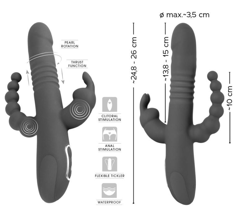 Vibrator cu miscare inainte-inapoi (miscare de 1.2cm) Thrusting Pearl Triple Vibrator (24,8 cm - 26 cm)