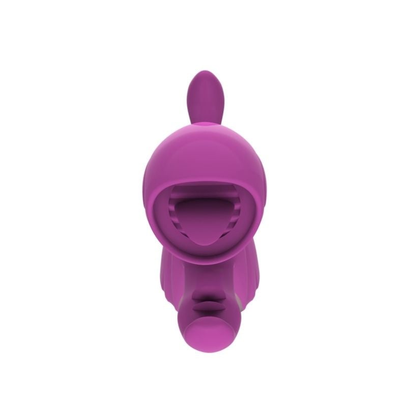 Vibrator cu tripla stimulare Rabbit Vibrator, Vibrating&Licking, Silicone, USB, Purple, 22 cm