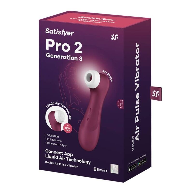 Vibrator cu unde de presiune Satisfyer Pro 2 Generation 3 Wine compatibil cu aplicația Satisfyer Connect