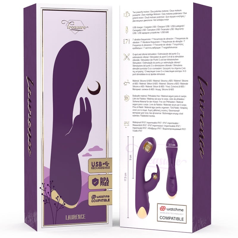 Vibrator iepuras cu stimulare clitoris TREASURE - LAURENCE Compatibil cu tehnologia fără fir Watchme - 2 | YEO