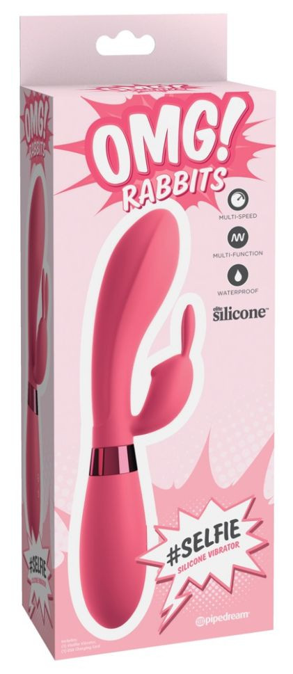 Vibrator iepure cu doua motoare si 10 moduri de vibratie Rabbit #Selfie (21 cm)