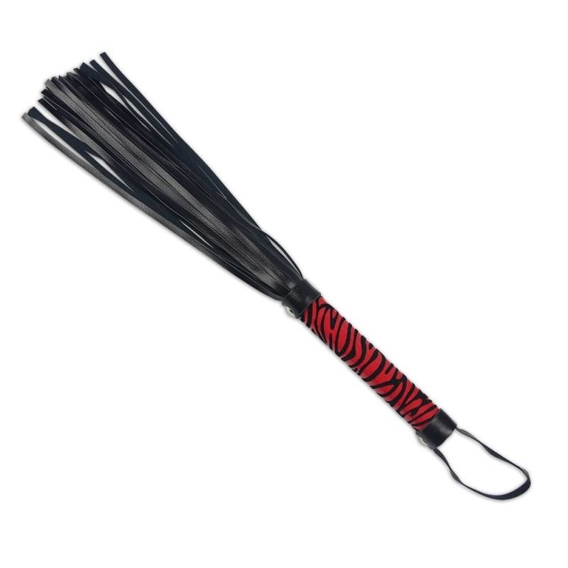 Whip Me Baby Leather Whip, Black/Red - 2 | YEO