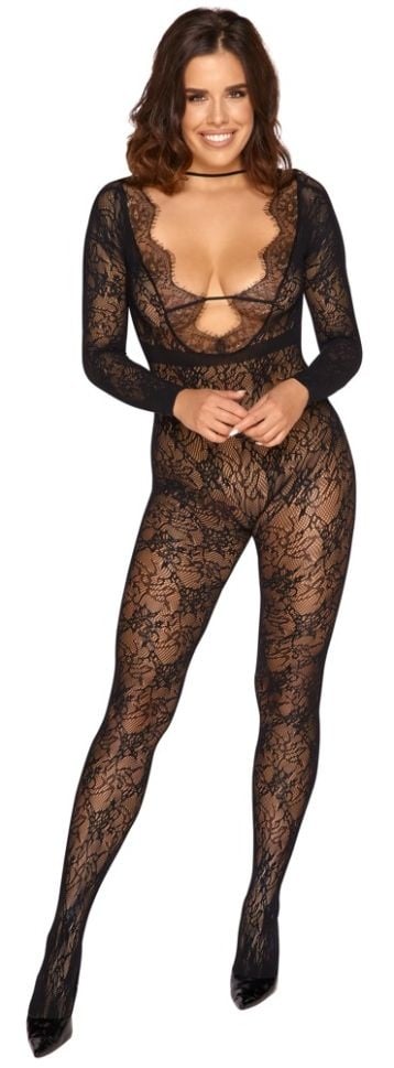 Catsuit cu maneci lungi, cu decupaj inghinal, Fantasy Cottelli Collections - S/L